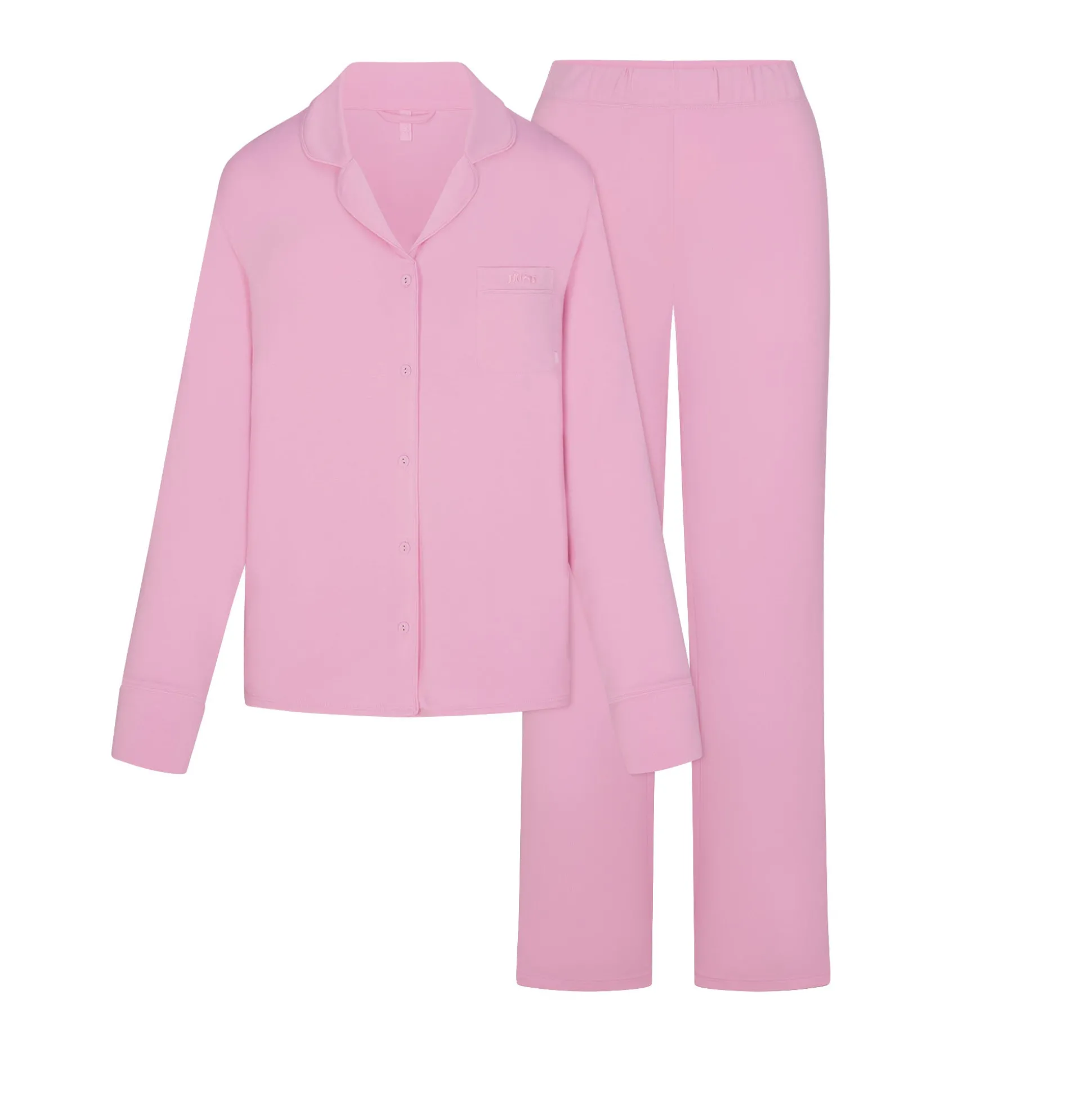 SKIMS SLEEP LONG SLEEVE BUTTON UP SET | BUBBLE GUM