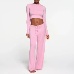 SKIMS SLEEP SUPER CROPPED LONG SLEEVE | BUBBLE GUM