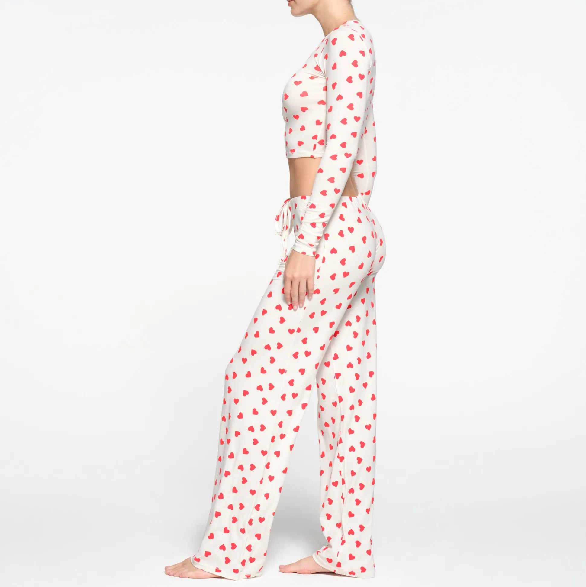SKIMS SLEEP SUPER CROPPED LONG SLEEVE | RUBY AND MARBLE HEART