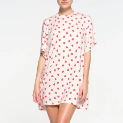 SKIMS SLEEP T-SHIRT MINI DRESS | RUBY AND MARBLE HEART