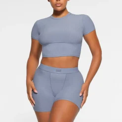 SOFT LOUNGE CROPPED T-SHIRT | SLATE