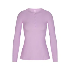 SOFT LOUNGE LONG SLEEVE HENLEY | SUGAR PLUM
