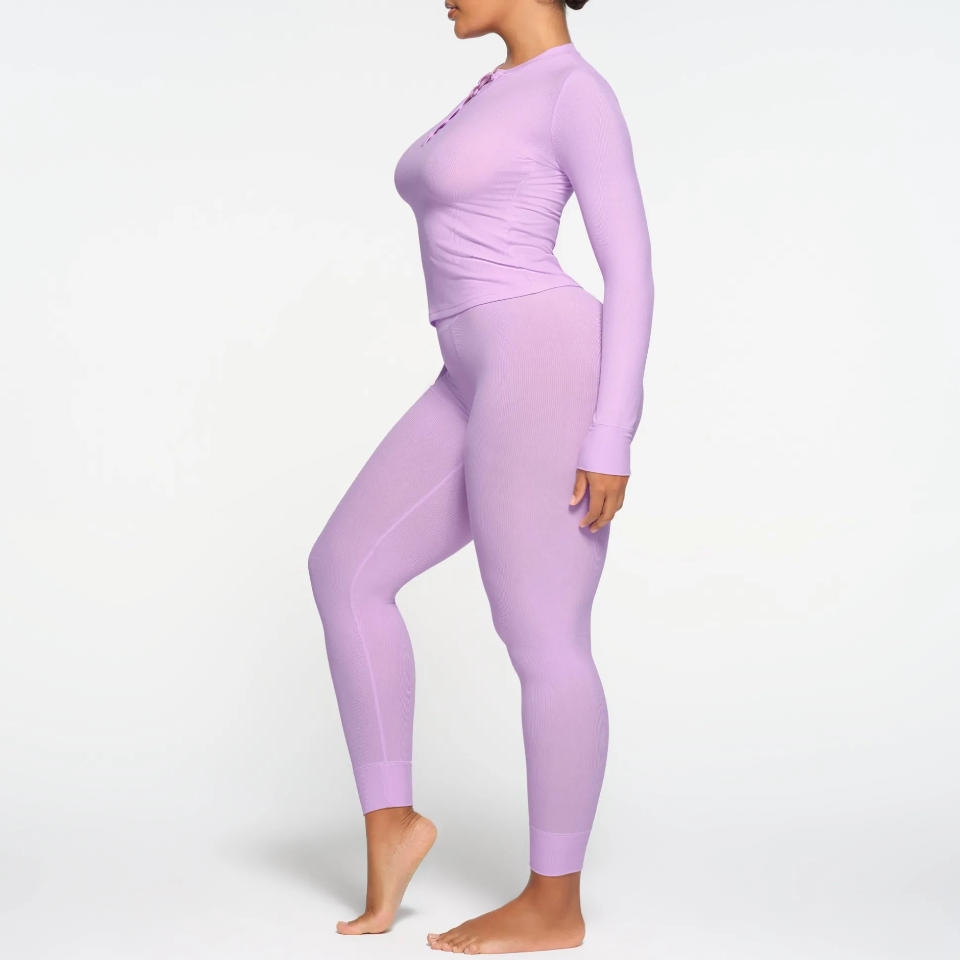 SOFT LOUNGE LONG SLEEVE HENLEY | SUGAR PLUM