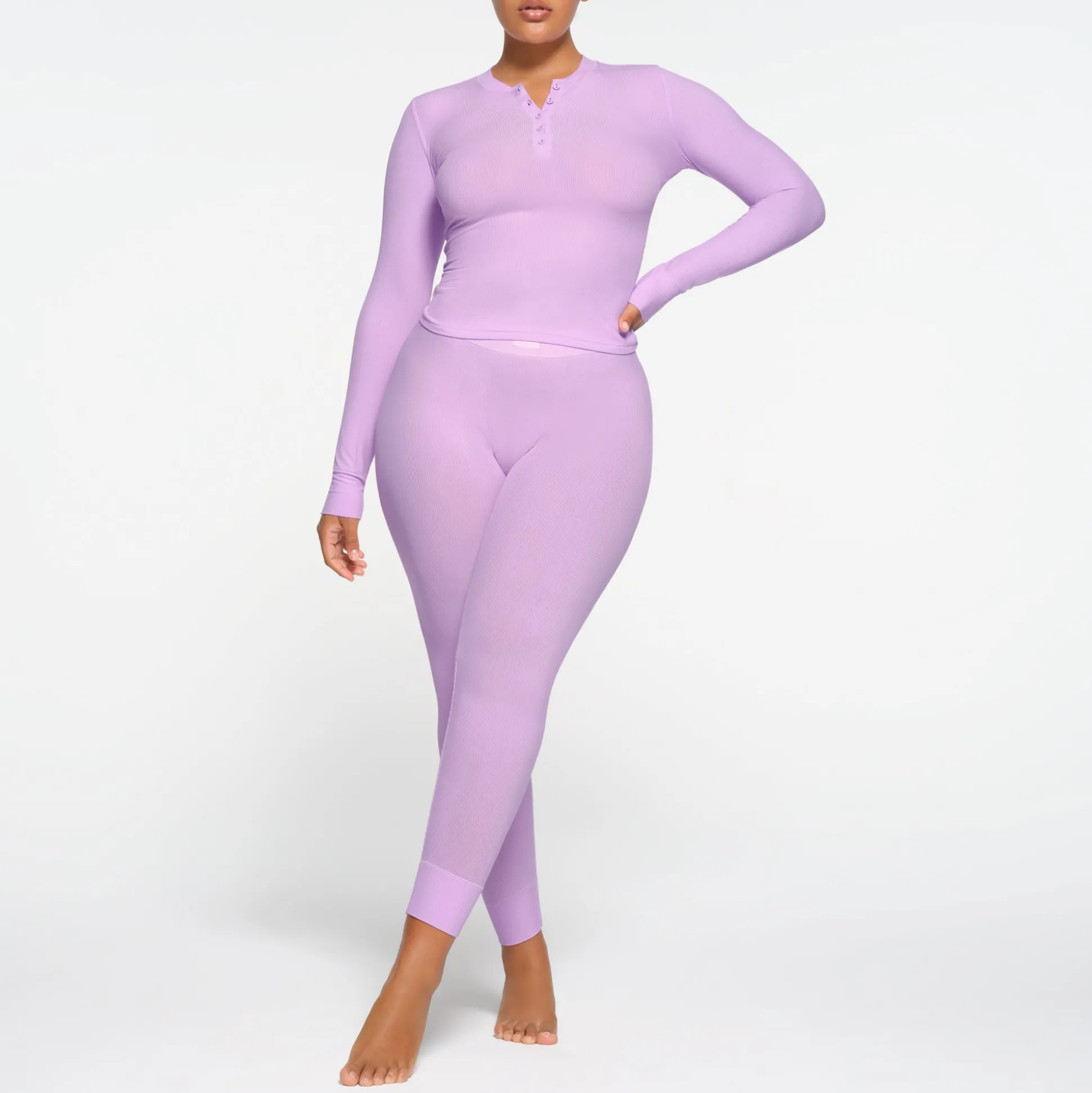 SOFT LOUNGE LONG SLEEVE HENLEY | SUGAR PLUM