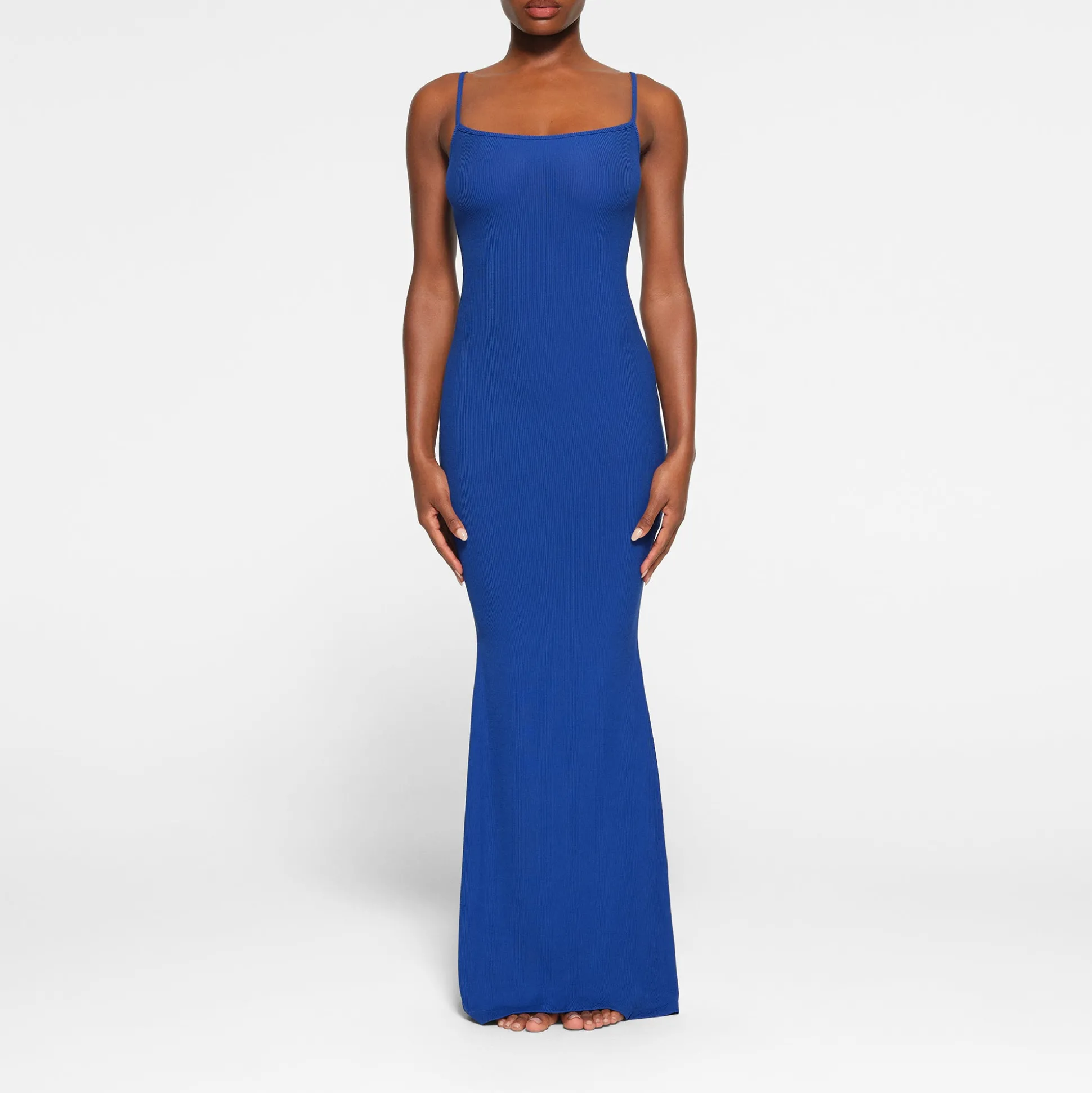 SOFT LOUNGE LONG SLIP DRESS | COBALT