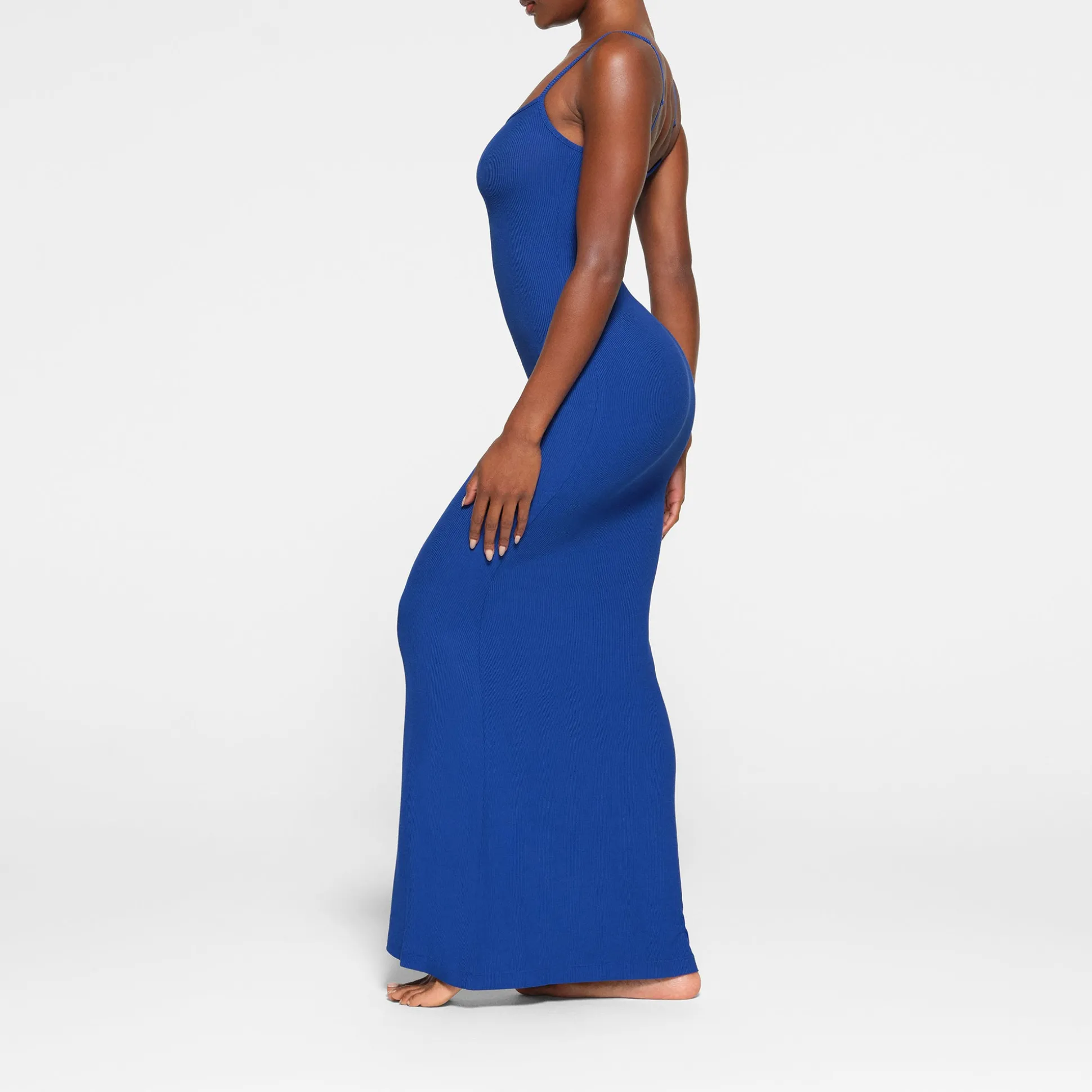 SOFT LOUNGE LONG SLIP DRESS | COBALT