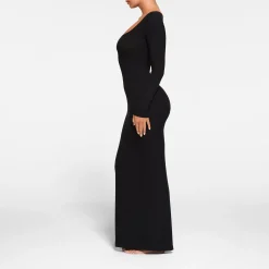 SOFT LOUNGE PETITE LONG SLEEVE DRESS | ONYX