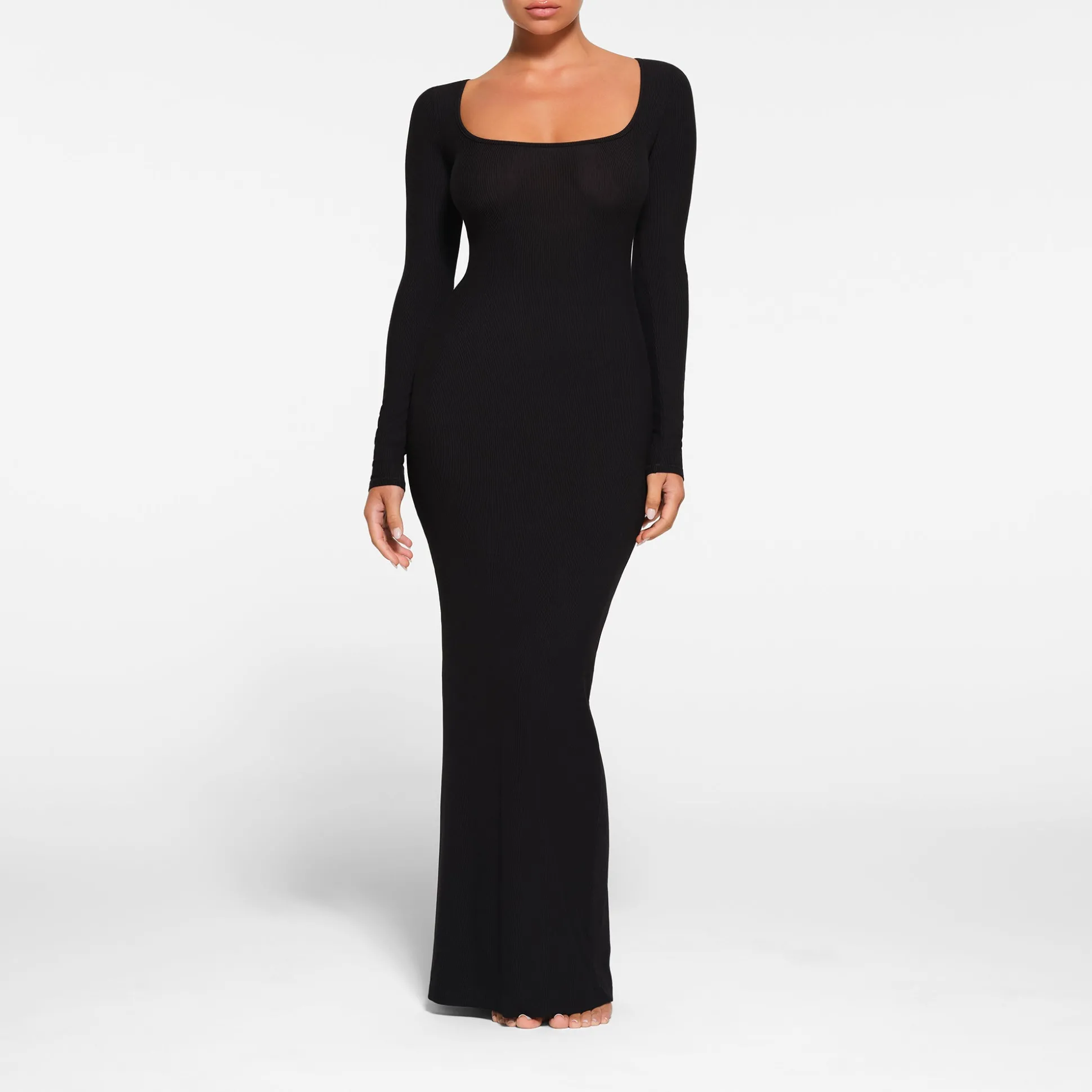SOFT LOUNGE PETITE LONG SLEEVE DRESS | ONYX