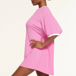 SOFT LOUNGE RINGER T-SHIRT MINI DRESS | BLUSH