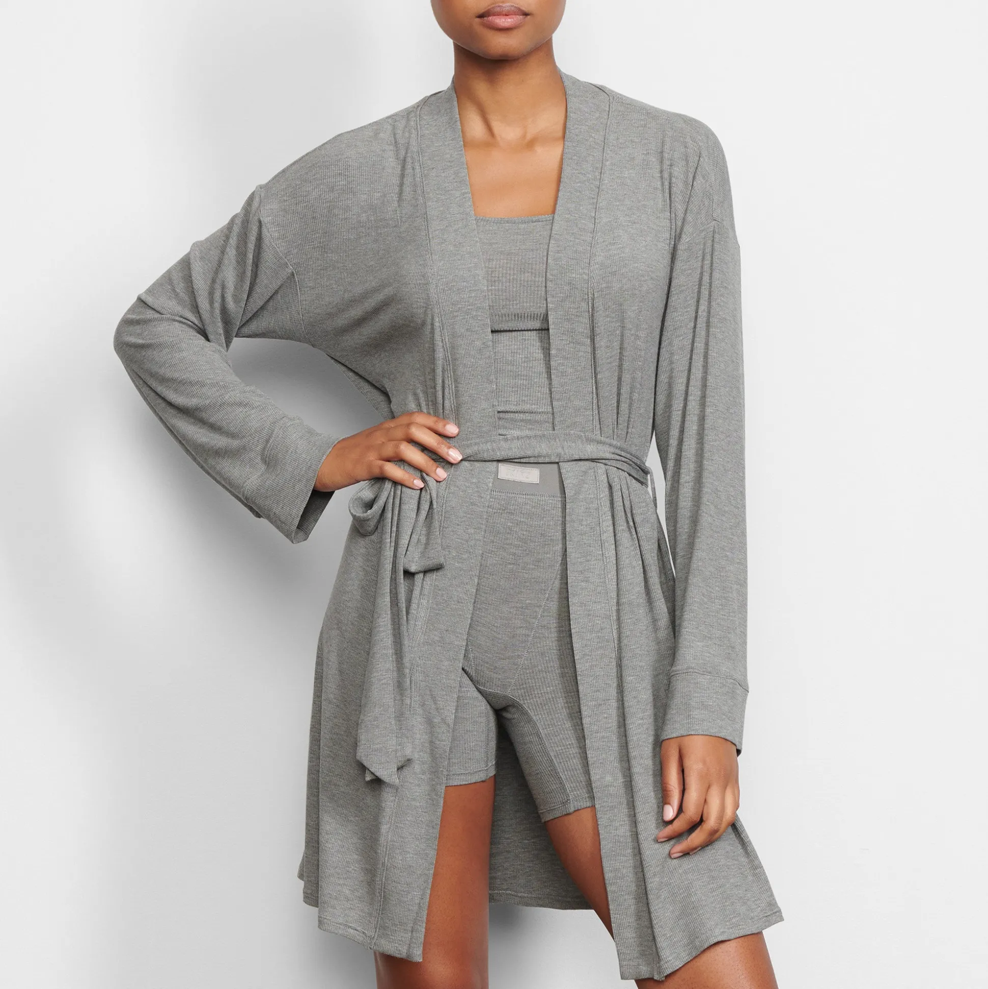 SOFT LOUNGE ROBE | HEATHER GREY