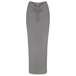 SOFT LOUNGE RUCHED LONG SKIRT | HEATHER GREY
