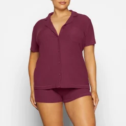 SOFT LOUNGE SHORT SLEEP SET | WINE