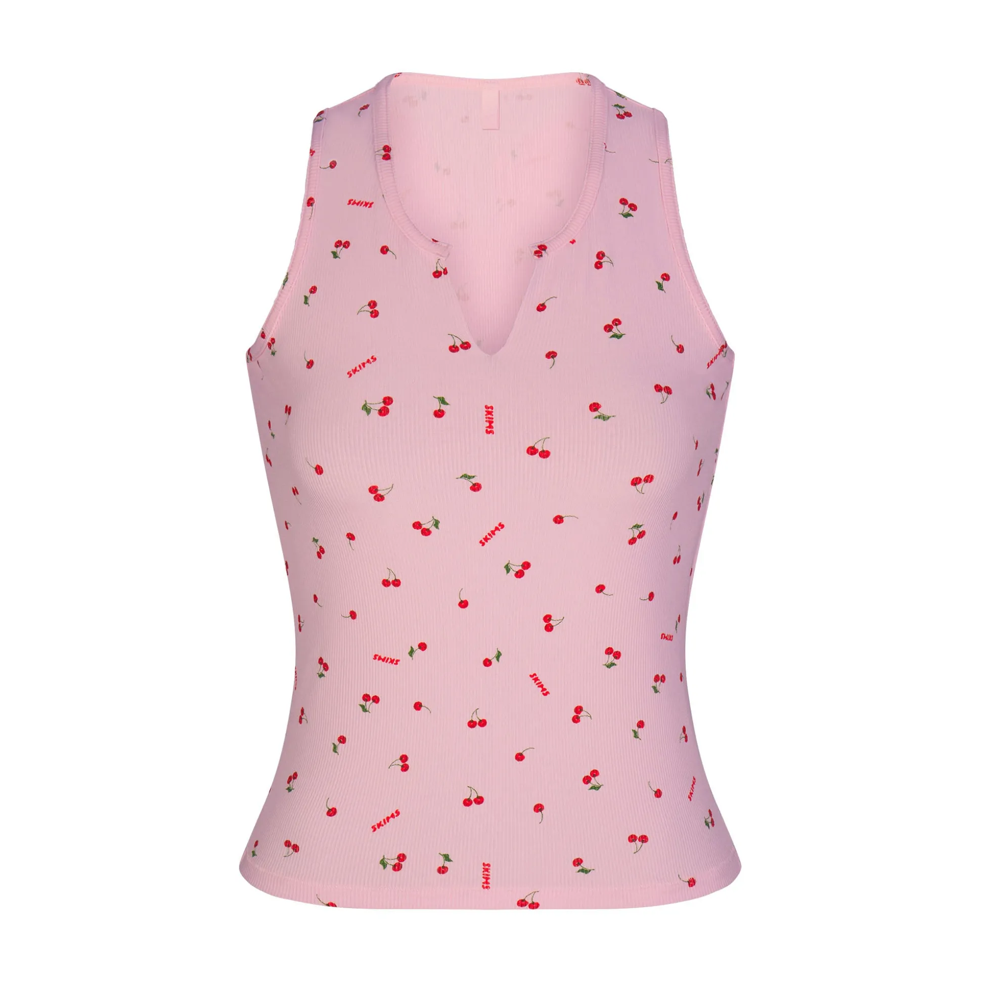 SOFT LOUNGE SPLIT NECK TANK | CHERRY BLOSSOM PRINT