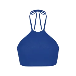SOFT LOUNGE SUPER CROPPED HALTER TOP | COBALT