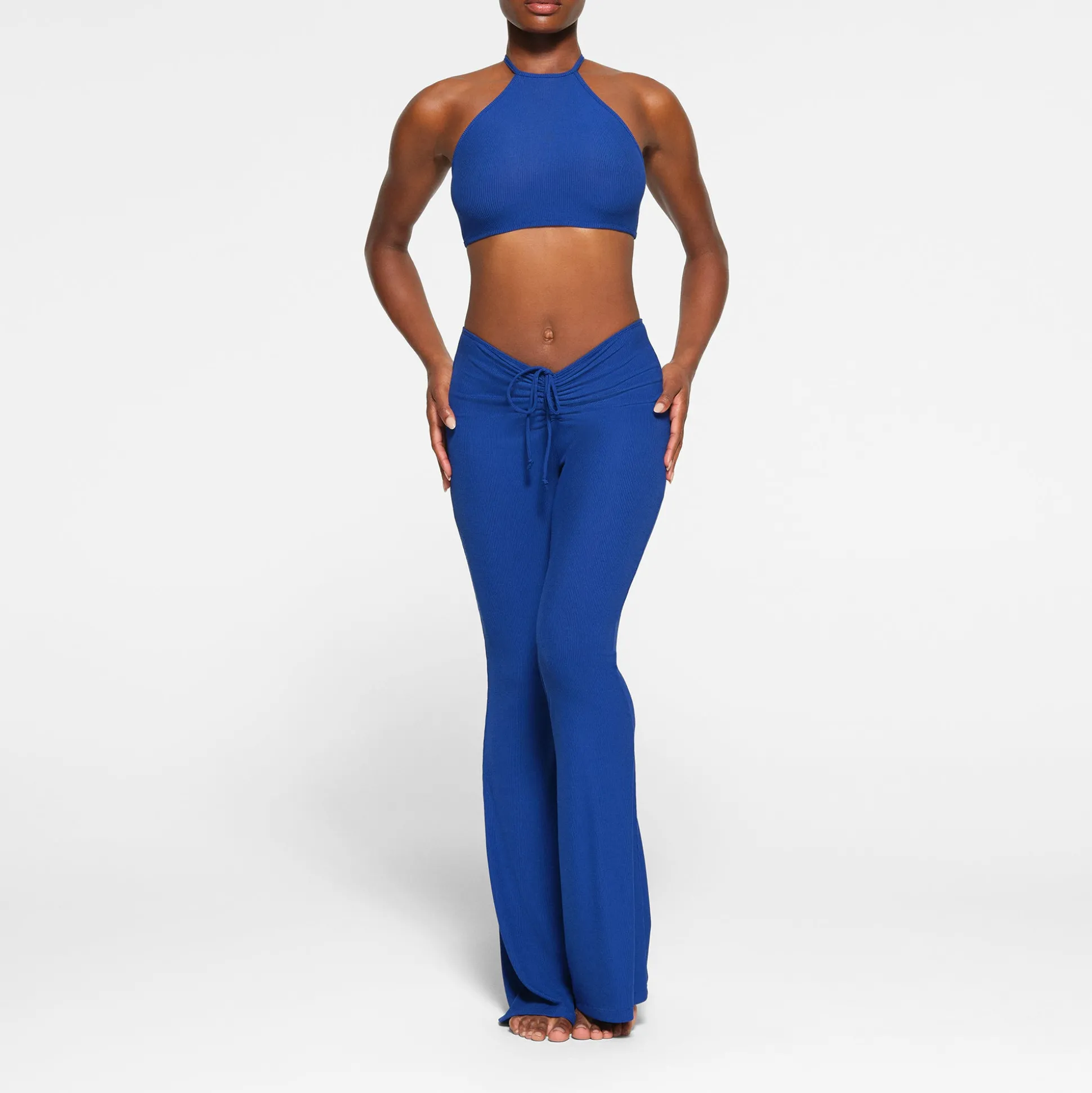 SOFT LOUNGE SUPER CROPPED HALTER TOP | COBALT