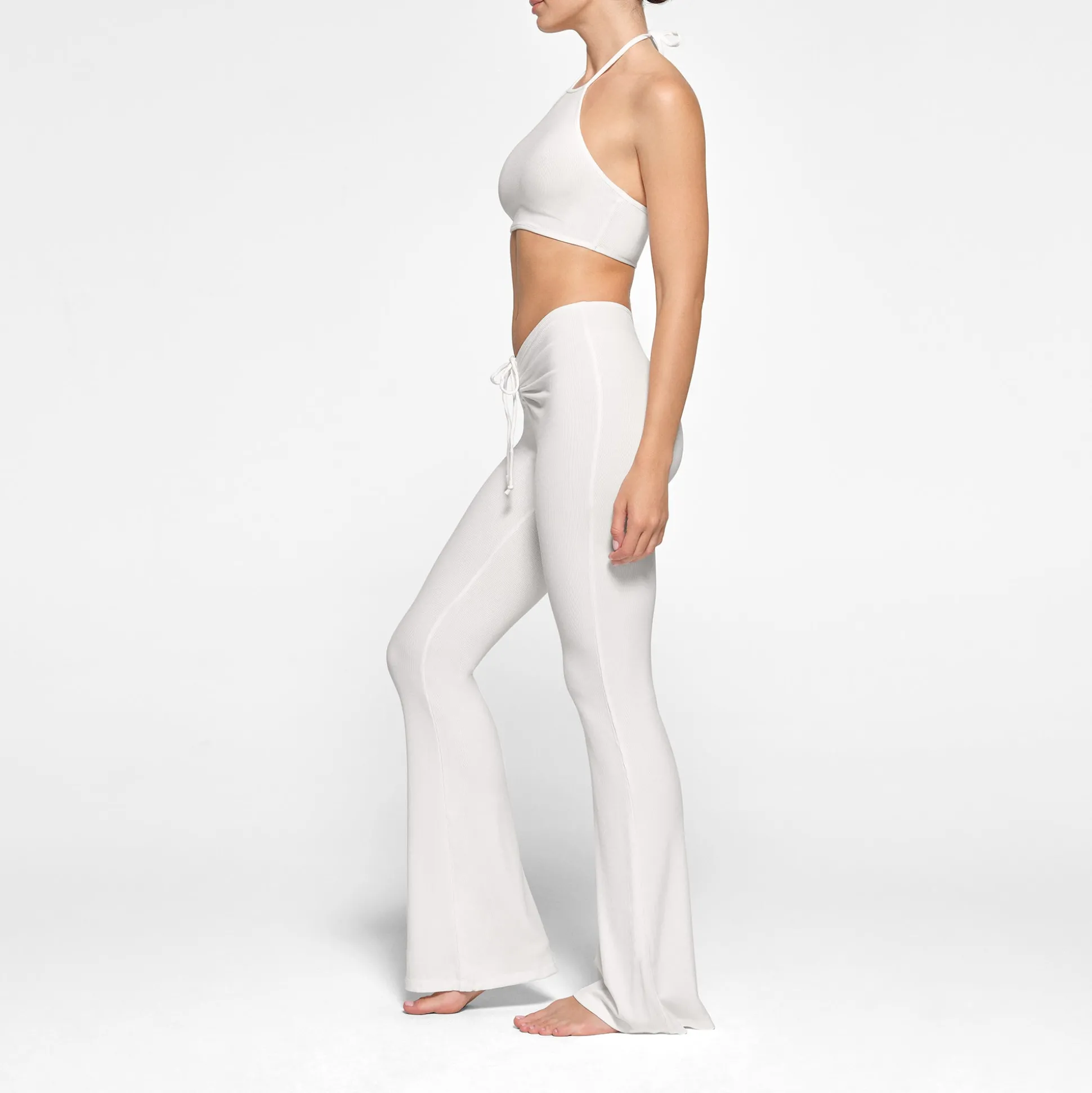 SOFT LOUNGE SUPER CROPPED HALTER TOP | MARBLE