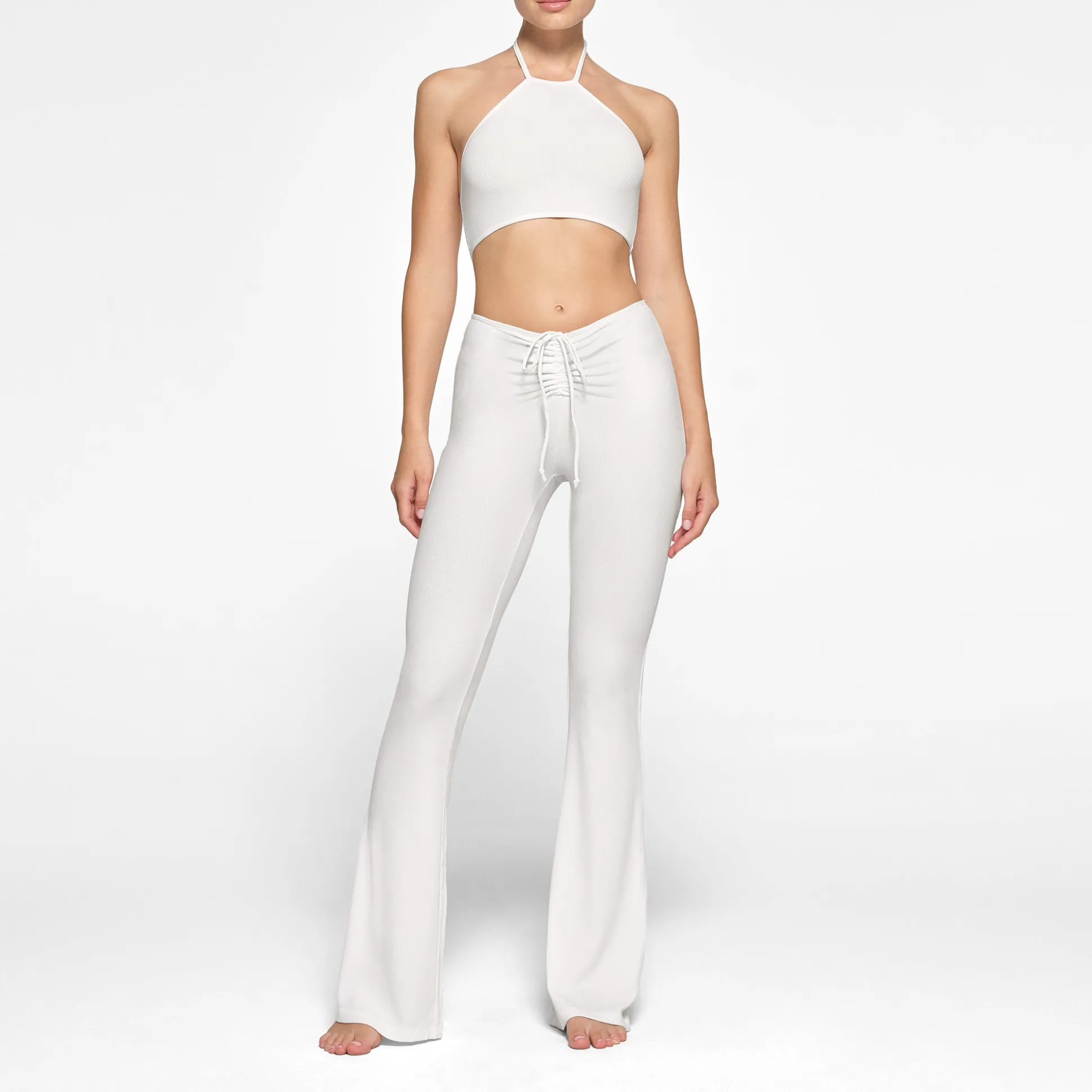 SOFT LOUNGE SUPER CROPPED HALTER TOP | MARBLE
