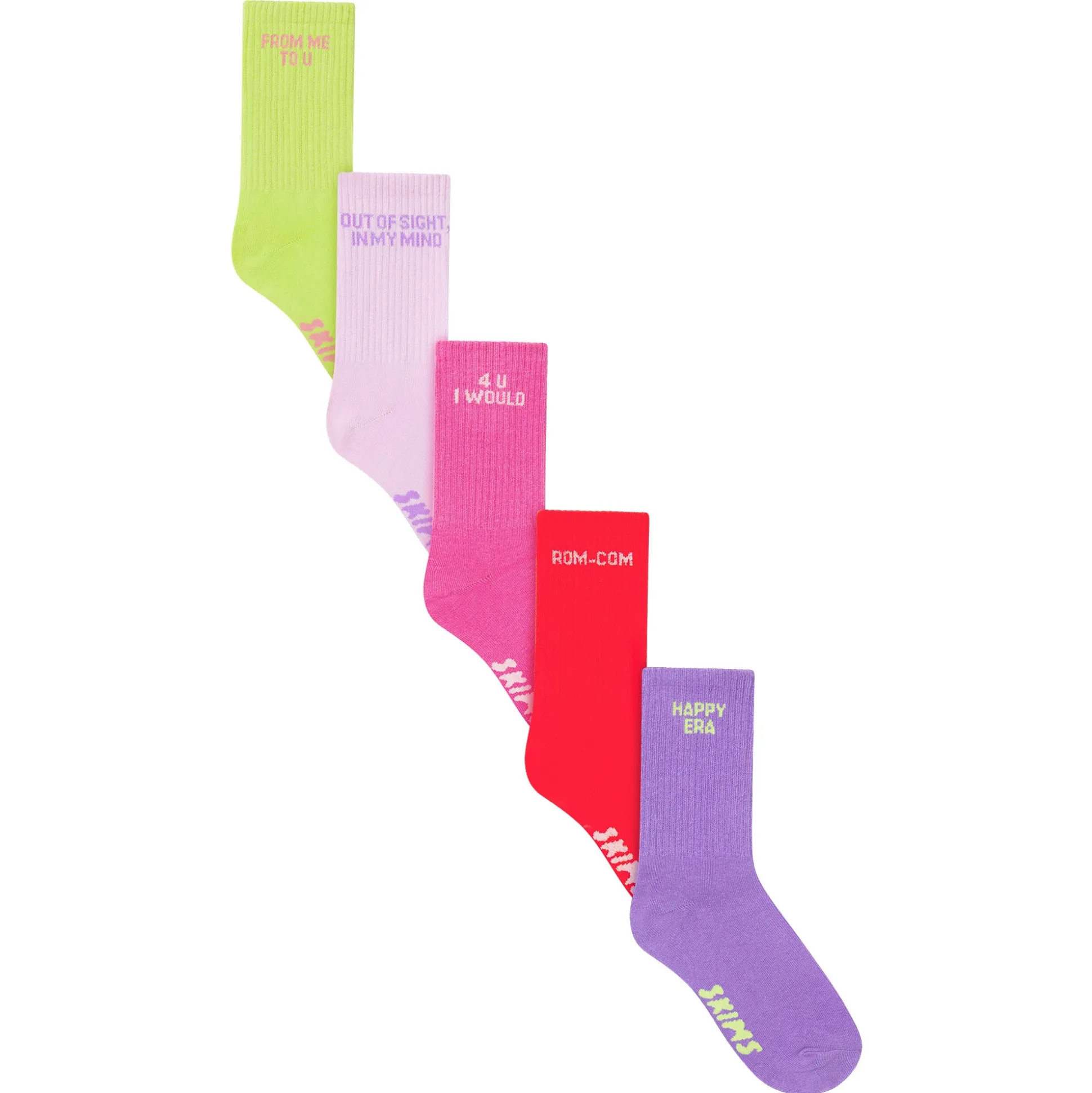 SPORT CREW SOCK 5-PACK | DAFFODIL BABY PINK MULTI