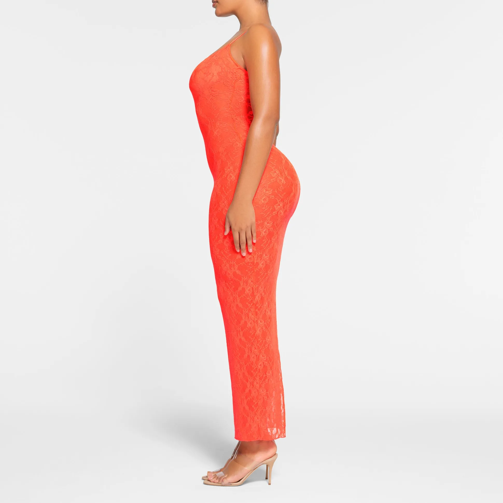 STRETCH LACE CAMI LONG DRESS | SUNSET