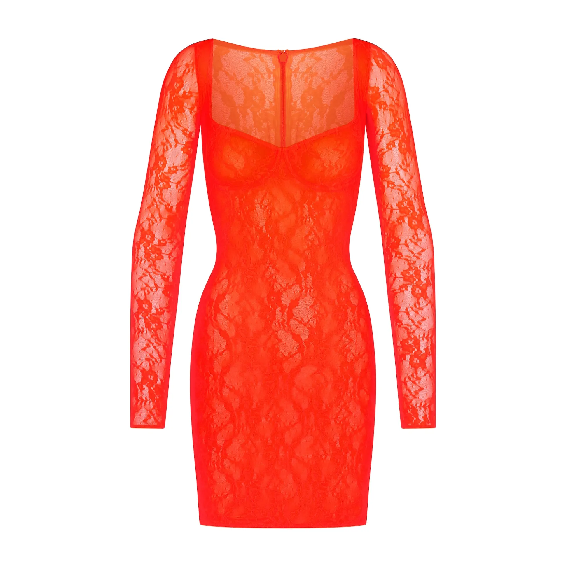 STRETCH LACE LINED LONG SLEEVE UNDERWIRE DRESS | SUNSET