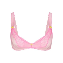 STRETCH SATIN LACE TRIANGLE BRALETTE | CHERRY BLOSSOM