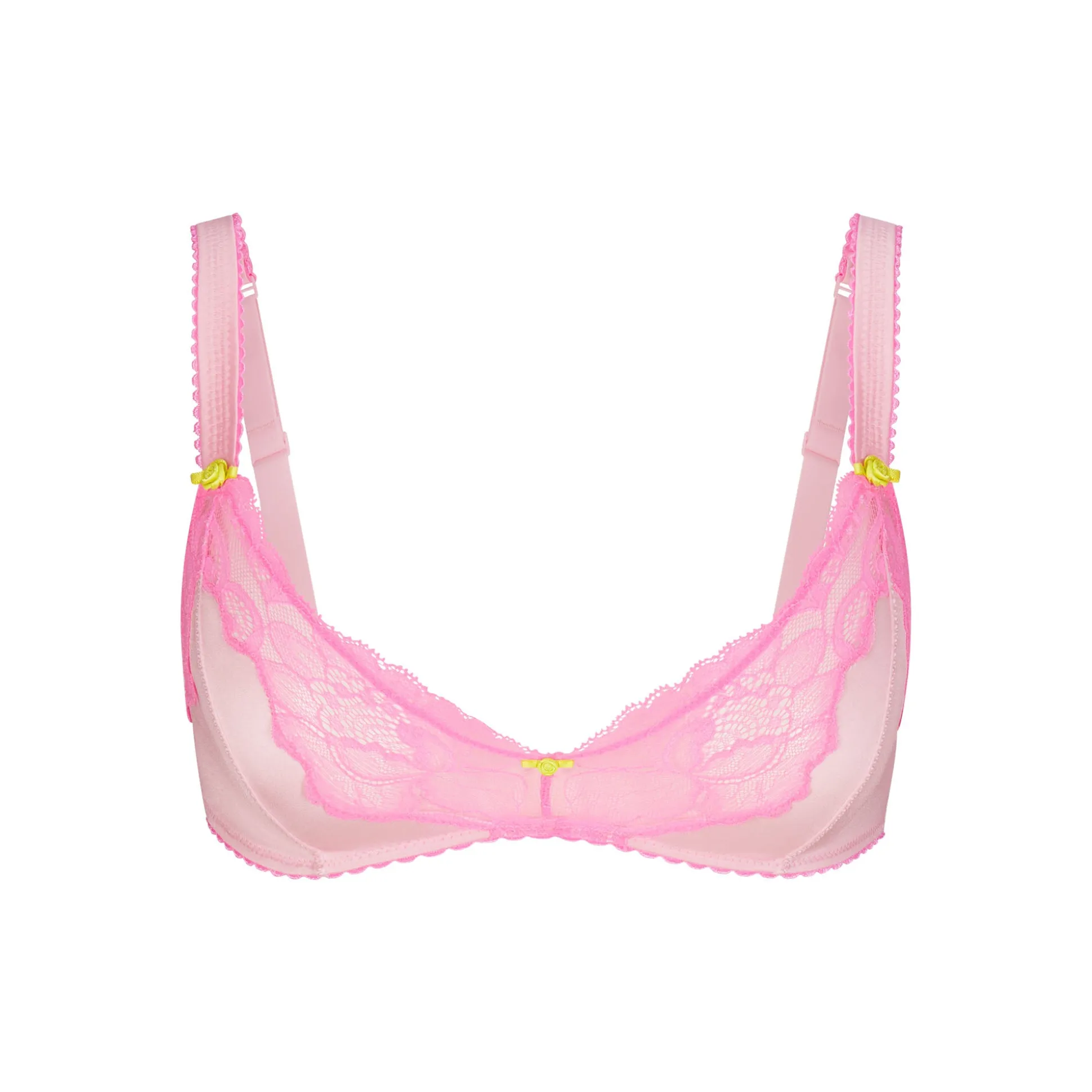 STRETCH SATIN LACE TRIANGLE BRALETTE | CHERRY BLOSSOM