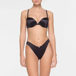 STRETCH SATIN PUSH-UP BRA | ONYX