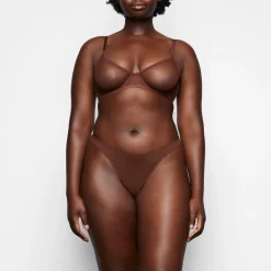 ULTRA FINE MESH SCOOP BRA | MAHOGANY