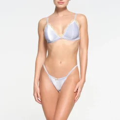 VELVET LACE TRIANGLE BRALETTE | PERIWINKLE