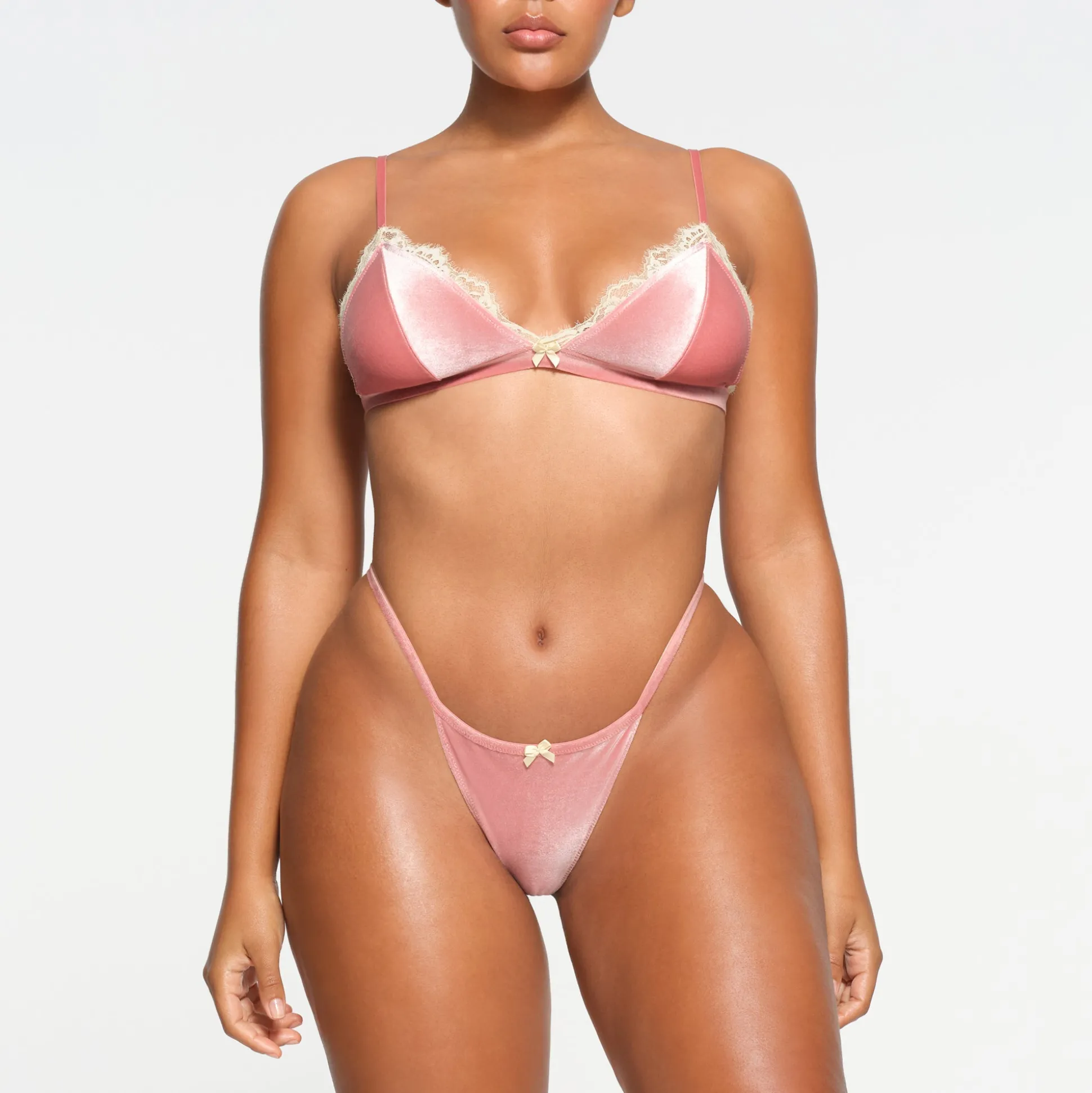 VELVET LACE TRIANGLE BRALETTE | TERRACOTTA