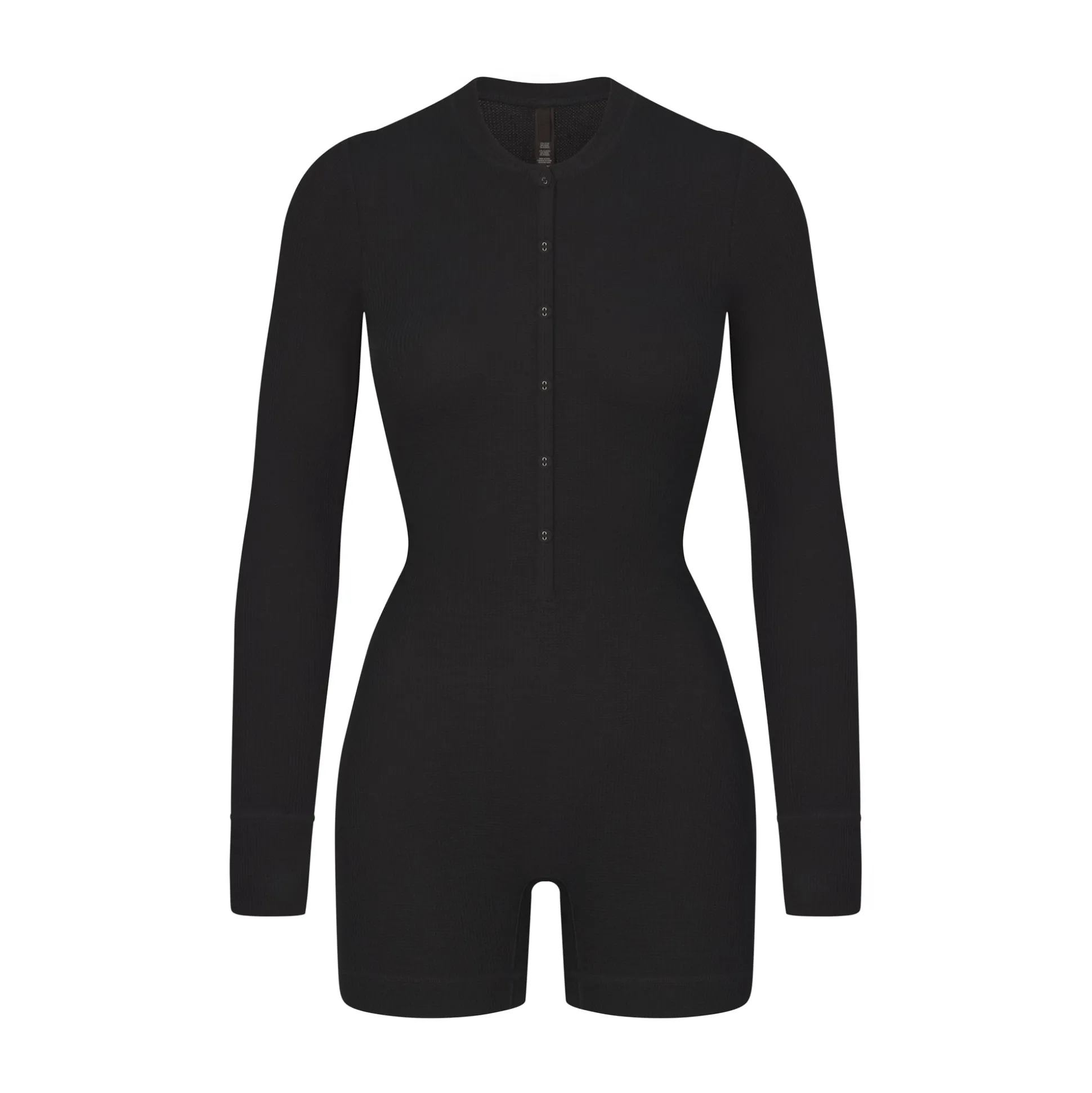 WAFFLE BUTTON UP HENLEY ONESIE | ASH