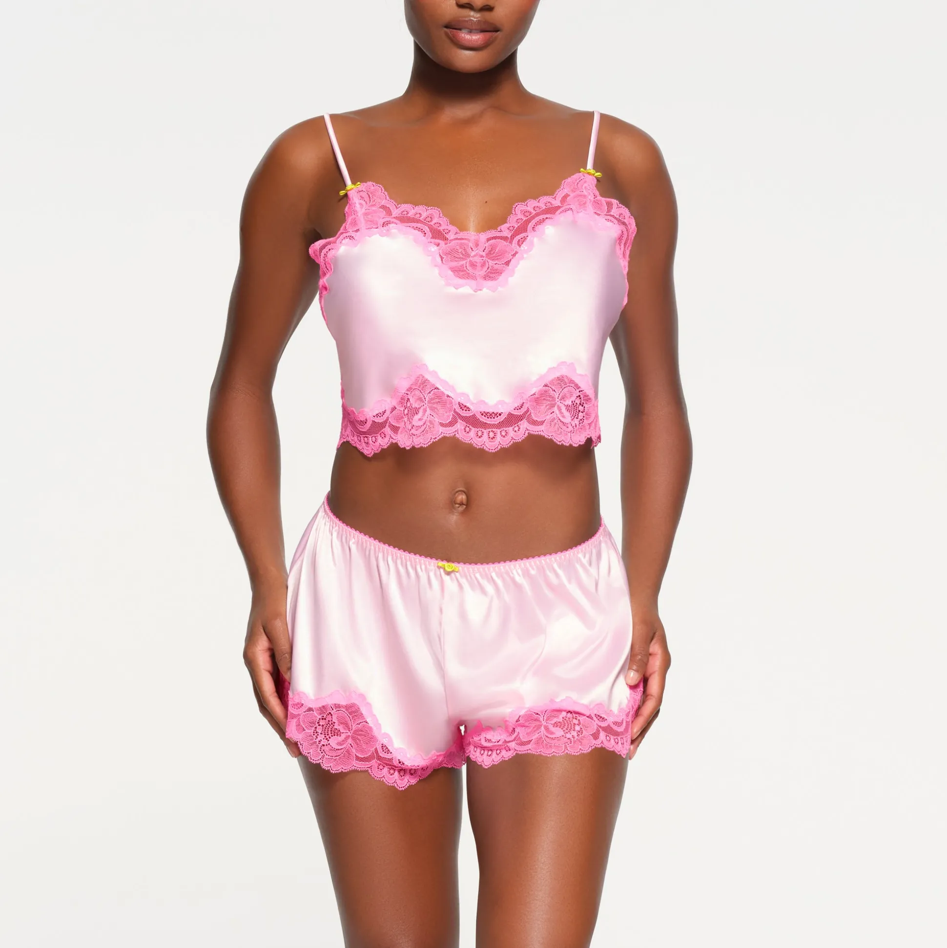 WOVEN SHINE LACE CAMI | CHERRY BLOSSOM