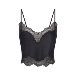 WOVEN SHINE LACE CAMI | ONYX