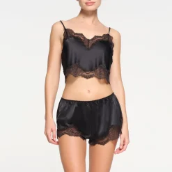 WOVEN SHINE LACE CAMI | ONYX