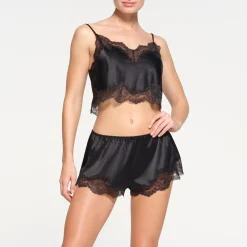 WOVEN SHINE LACE TAP SHORT | ONYX
