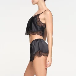 WOVEN SHINE LACE TAP SHORT | ONYX