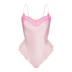 WOVEN SHINE LACE TEDDY | CHERRY BLOSSOM