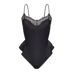 WOVEN SHINE LACE TEDDY | ONYX